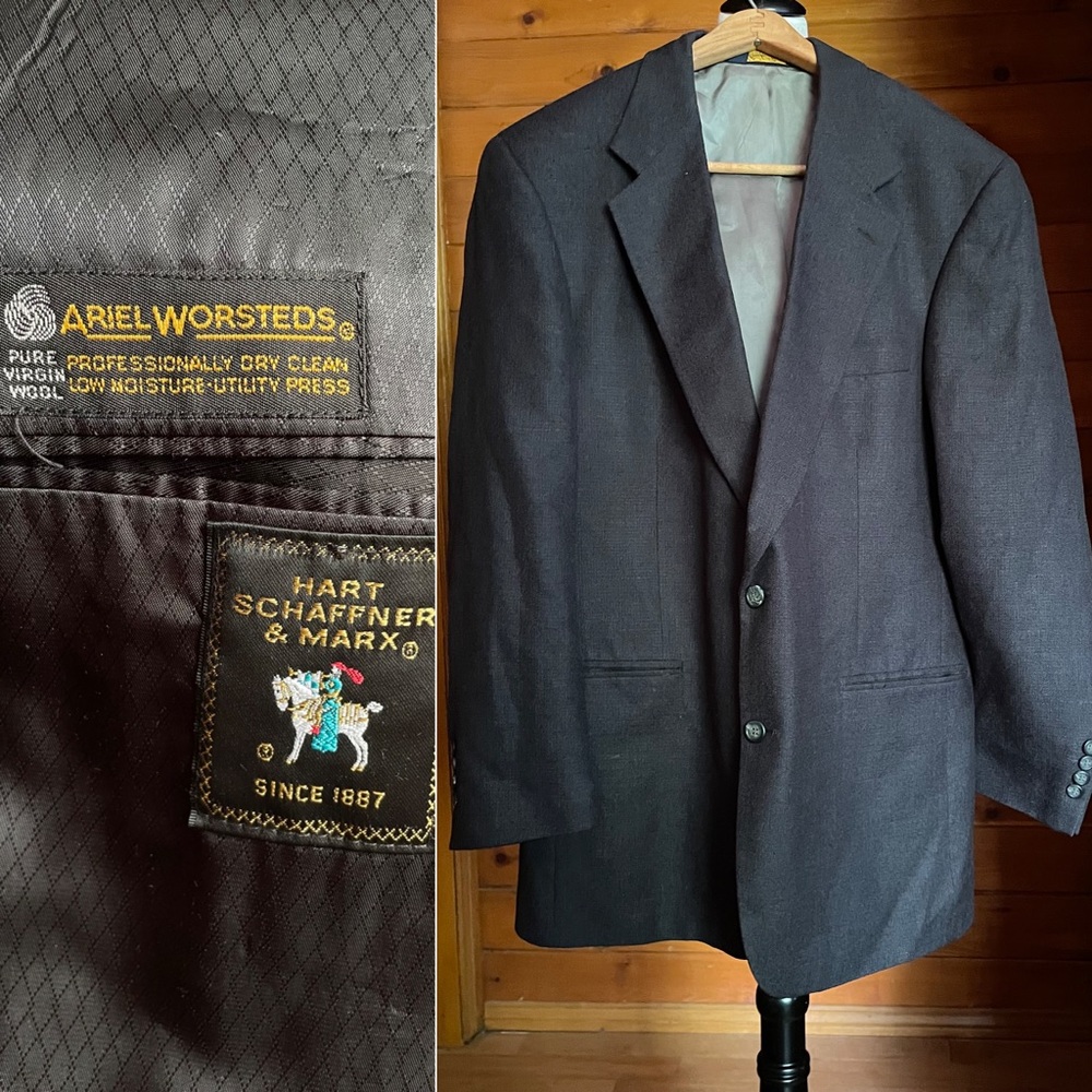 Hart Schaffer Marx Marshall Fields Hudson 100% Wool men's Blazer Jacket Size 44R